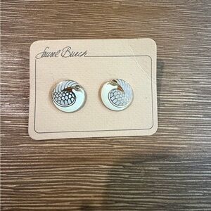 Vintage Laurel Burch Gold and White Earrings NEW